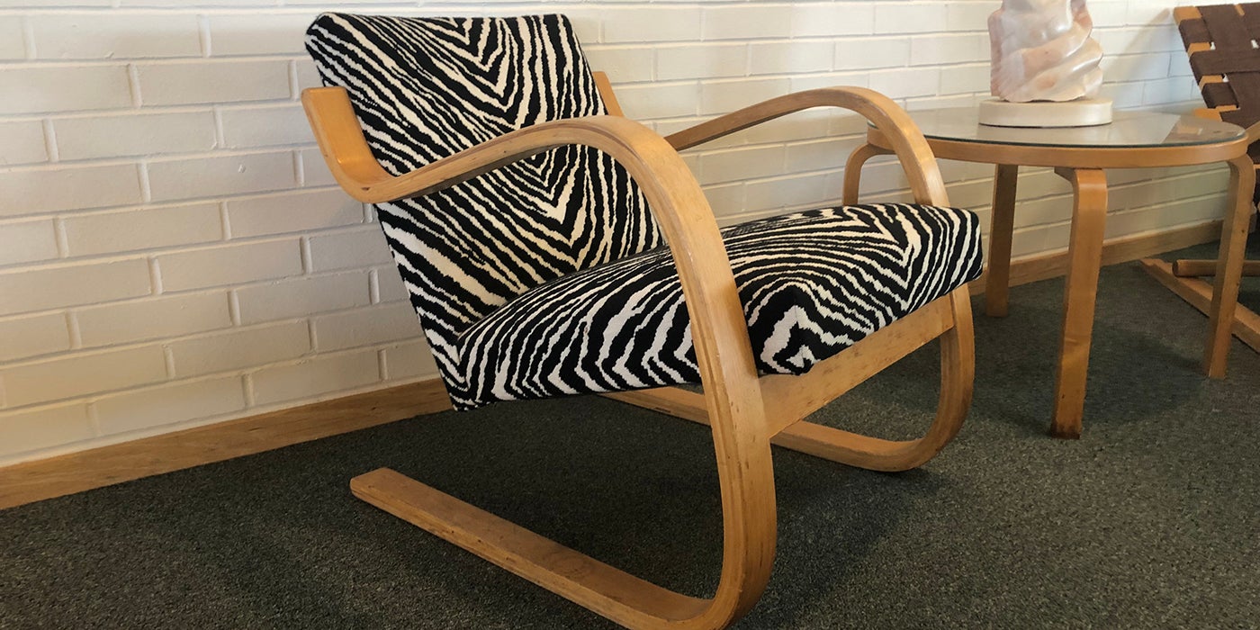 Zebra armchair, Alvar Aalto library at Mount Angel Abbey.