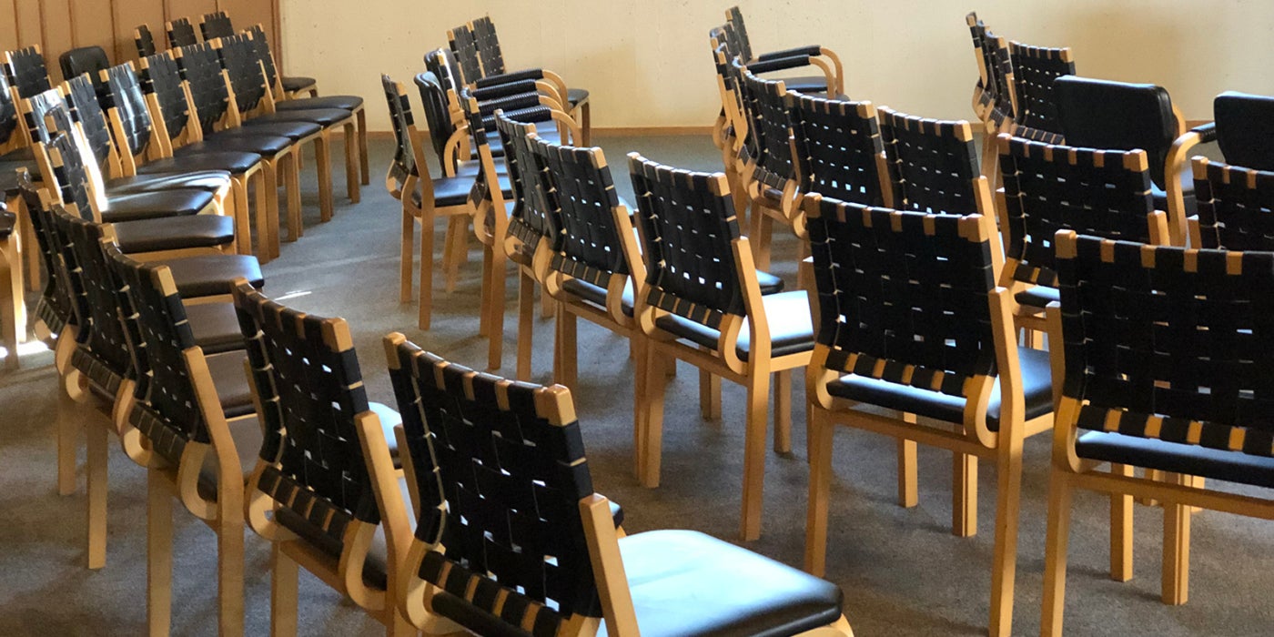 Library auditorium chairs by Alvar Aalto at Mount Angel Abbey.