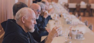 Monks having a meal in the refectory of Mount Angel Abbey.