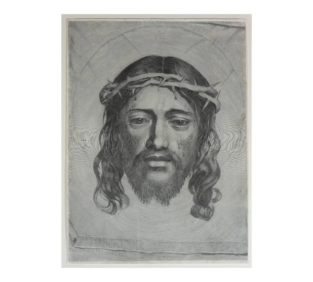 This engraving of Christ wearing the crown of thorns (Veronica’s Veil) is “composed of a single, unbroken line.