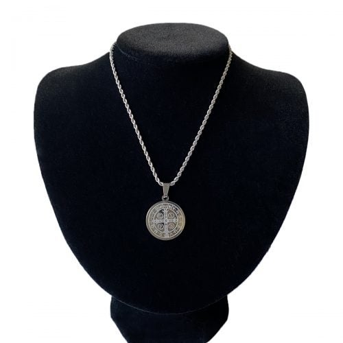 St. Benedict Engraved Medal Necklace