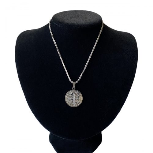 St. Benedict Engraved Medal Necklace