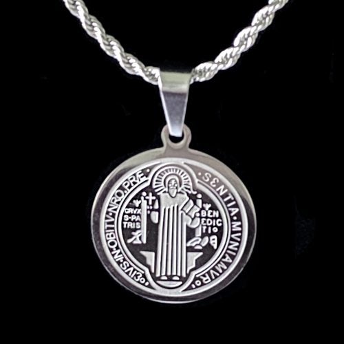 St. Benedict Engraved Medal Necklace 2
