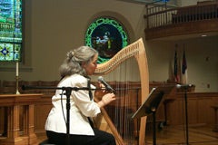 Therese Schroeder-Sheker at the harp.
