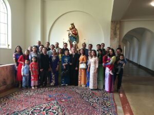 Br La Vang Faustina O.S.B. on September 13, the day of his Solemn Profession, with his family