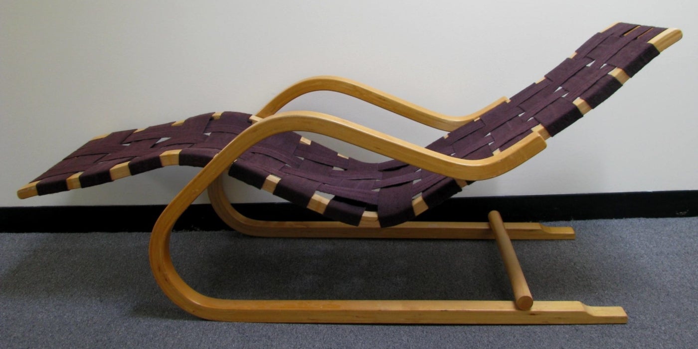 Vintage cantilevered chaise with “spring leaf support