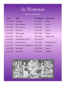 Please pray for all these oblates and one monk who died in 2022