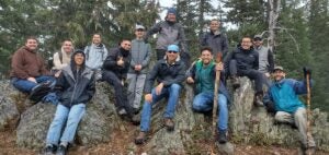 four priests with seminarians on Frassati group hike at Barlow Pass