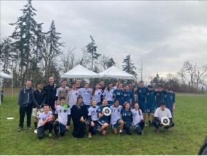 Monks and students from Chesterton Academy gather after their match