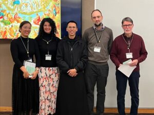 New novices: Theresa, Karen, Fr. John Paul, OSB, David, Jeffrey