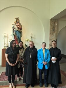 New Oblates: Melissa "Frances of Rome" Abell, Judith "Faustina" Pepito", Abbot Jeremy, Janine "Solanus Casey" Schutt, Fr. John Paul