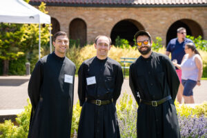 Novice Br. Sherif with postulant Br. Zach and Br Townsen at the Saint Benedict Festival 2024