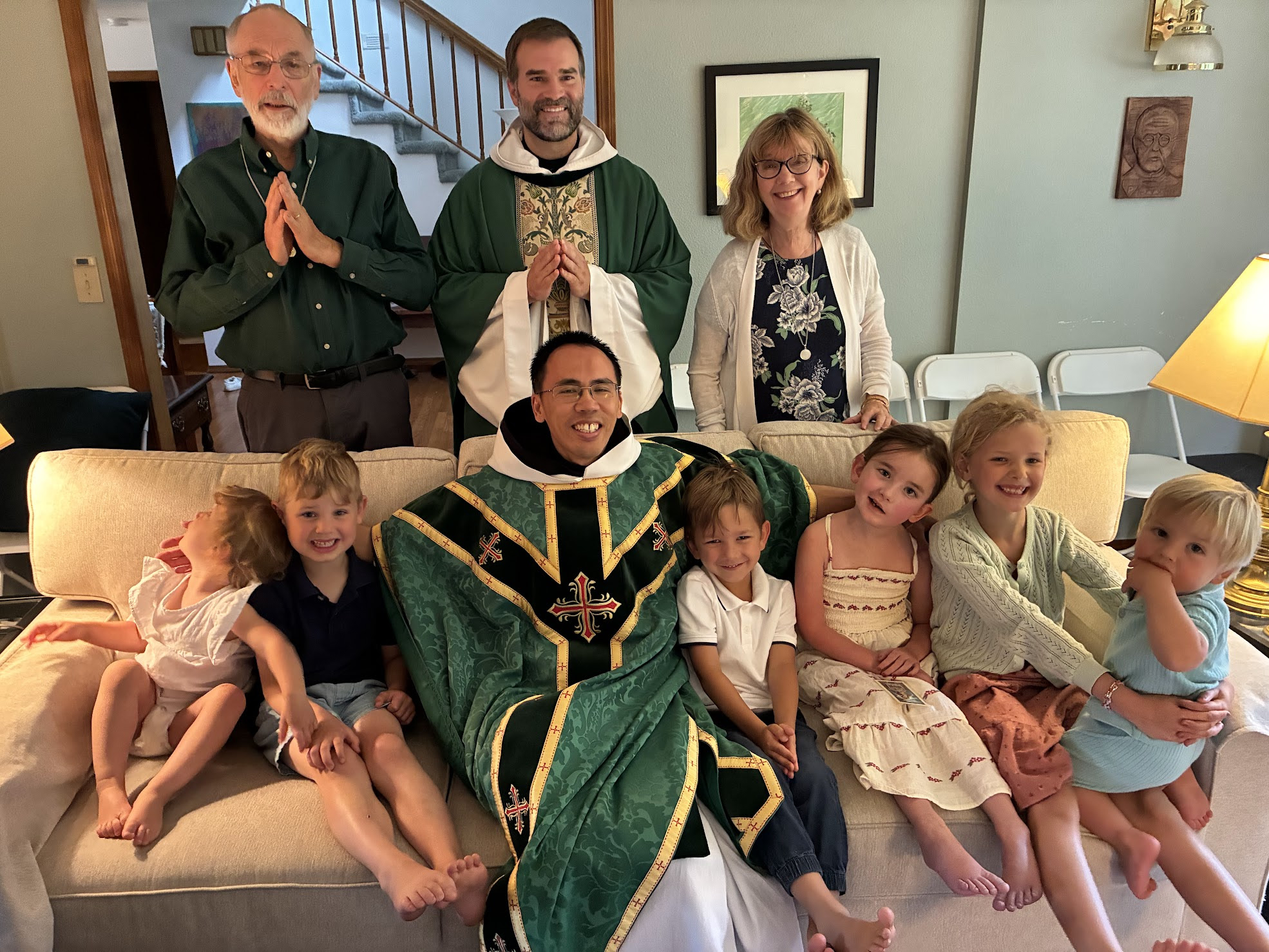 Defilippis grandchildren with Leonardo, Patti, Fr. John Paul & Fr. Simon