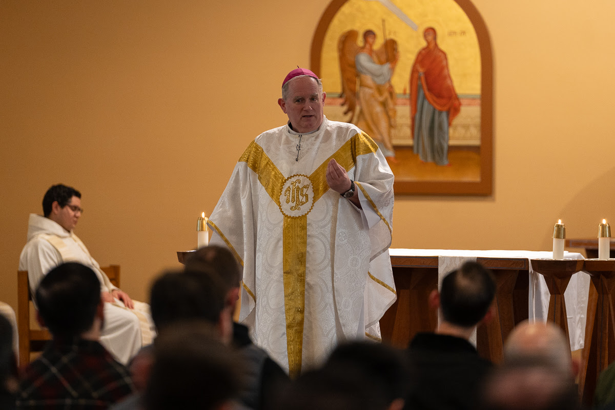 Bishop Peter preaching seminarian retreat