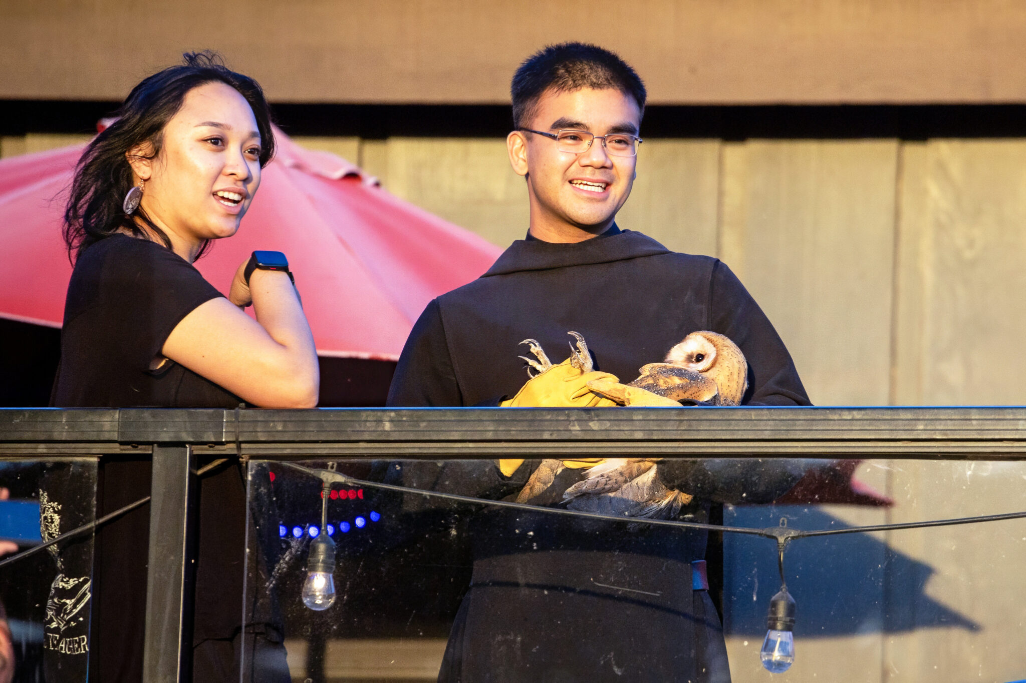 Fr. Anselm with barn owl