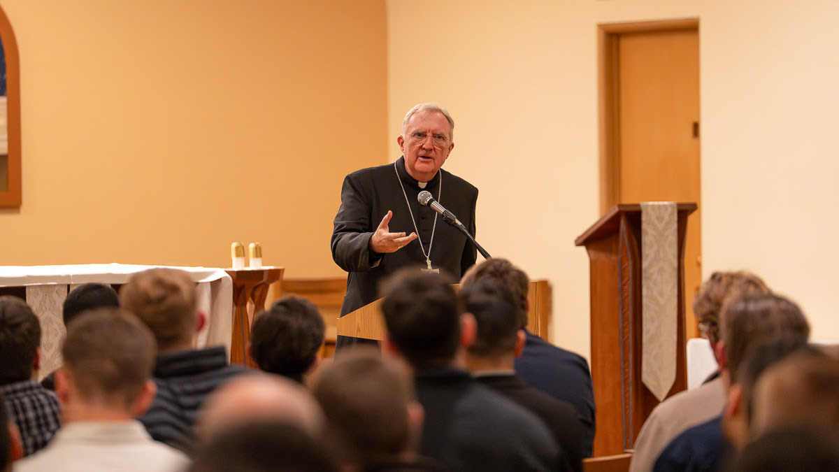 Cardinal Roche with seminarians